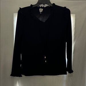 Anne Klein Black Ruffled Blouse